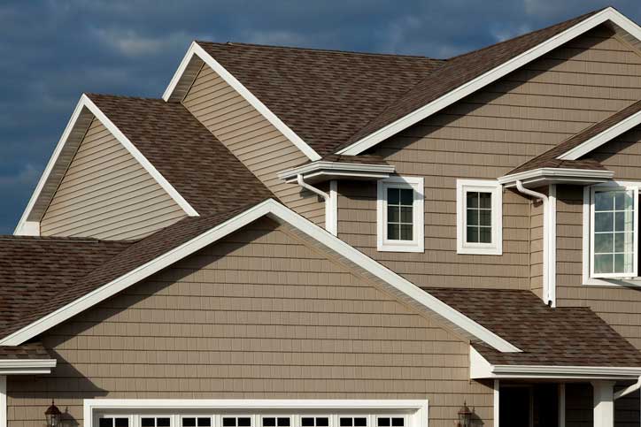 Different color trim and gutters on home.