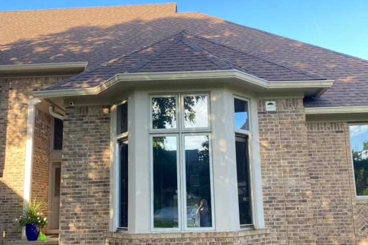 Closeup of Seamless Gutters in Shelby Township MI